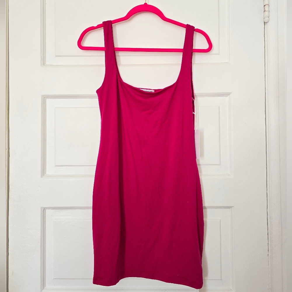 NWT Hot Pink Reformation Becky Dress Sz L